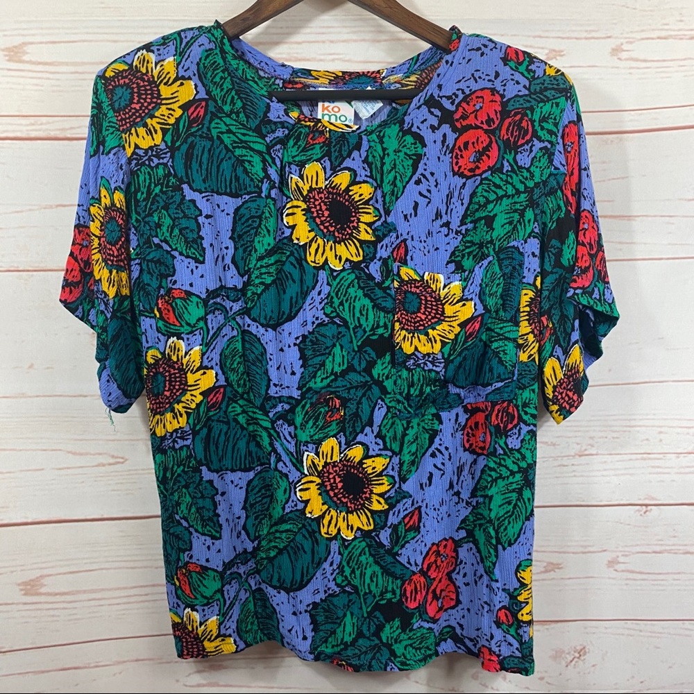 Vintage Ki Ko Mo Sunflower Bright Pocket Tee
